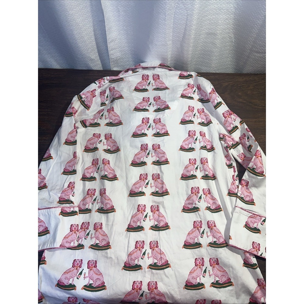 Toss Designs Women's L/XL Pajama Sleep Dress Nightgown Button Up Dog Print - Picture 3 of 5